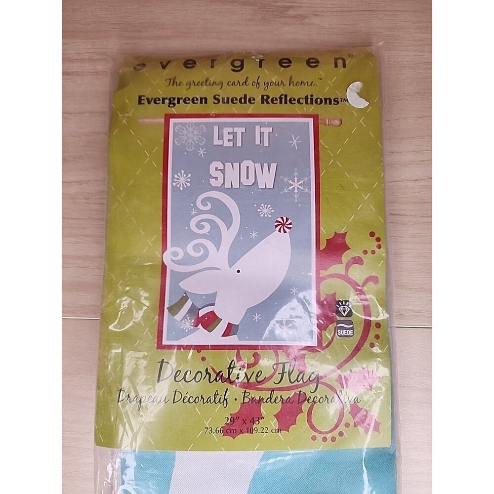 EVERGREEN EARTH DEER & DOVE (REINDEER) DECORATIVE FLAG-29" X 43"-NIP-DOUBLE SIDE